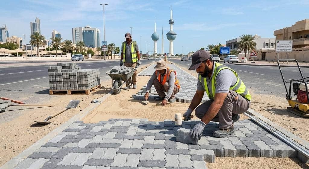 تركيب بلاط كربستون متداخل الكويت