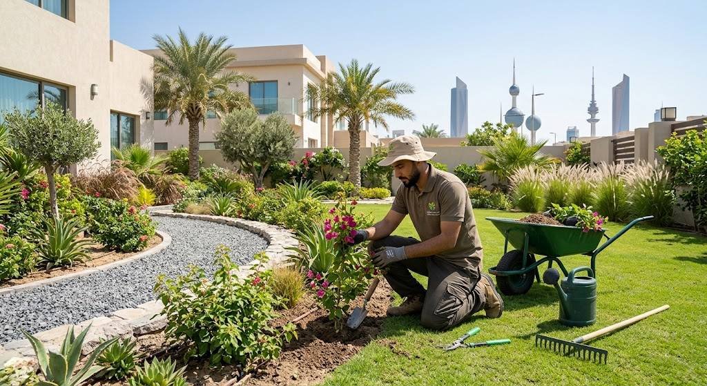 فنى تنسيق حدائق منزلية بالكويت