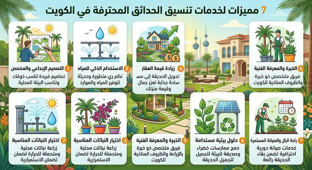 7 مميزات لخدمات تنسيق الحدائق المحترفة في الكويت