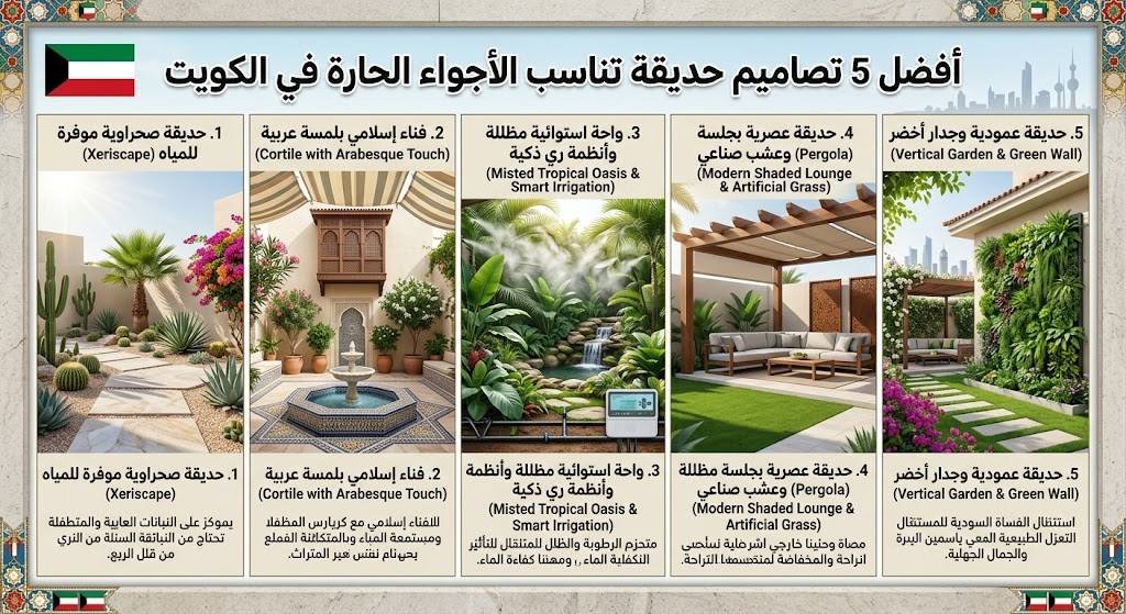 أفضل 5 تصاميم حديقة تناسب الأجواء الحارة في الكويت