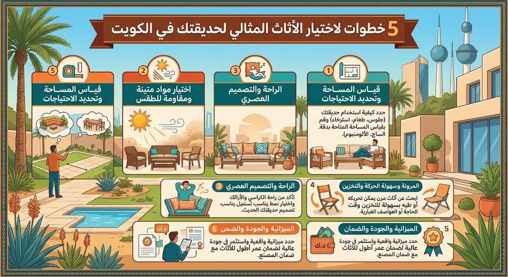 5 خطوات لاختيار الأثاث المثالي لحديقتك في الكويت 